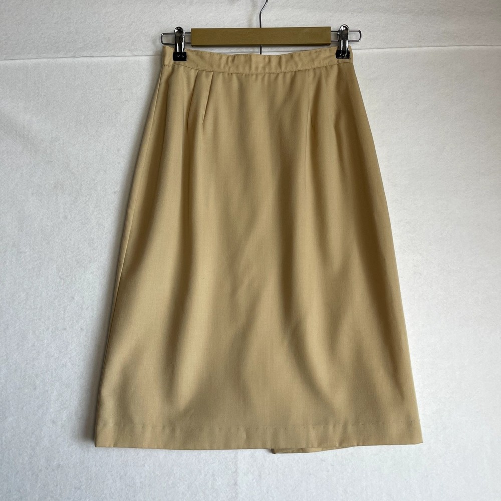 Vintage Worthington Womens Size 10 Petite Knee Length Suit Skirt Tan Rayon Blend